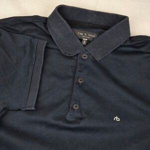 Rag & Bone Polo Shirt Boy's Medium Navy Blue Cotton Short Sleeve rb Logo